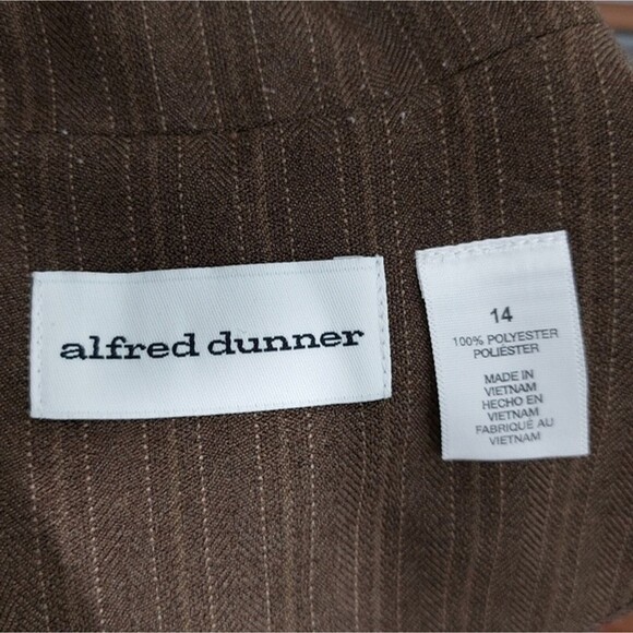 Alfred Dunner Brown Tonal Stripes Career Workwear Blazer Jacket Women's Size 14 - Picture 7 of 8
